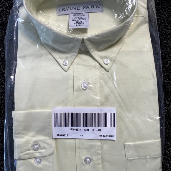Irvine Park Oxford Long Sleeve Shirt with Button Down Collar sleeve 34/35 inch - Picture 7 of 16